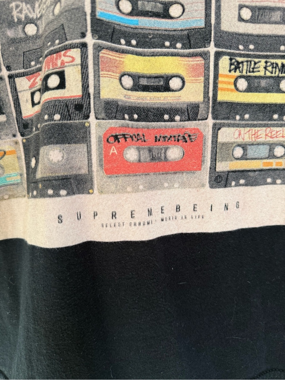 Supreme Black Tee with White Cassette Graphic - On The Reel - Picture 3 of 9